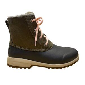 Sperry Women’s Olive & Black Winter 3M Thinsulate Lace-Up Duck Boots Size 8.5
